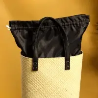 Сумка плетёная из пандана, 26&times;15&times;38 см, бежево-чёрная