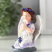 Сувенир полистоун "Девочка-ангел в платье с лавандой - молитва" фиолет 6,7х5х9 см