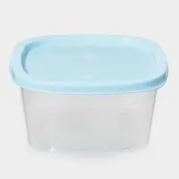 Контейнер пищевой, 900 мл, 14.9&times;14.9&times;7.4 см, квадрат, прозрачный, крышка голубая