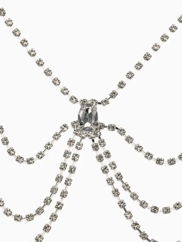 Цепочка на бедро бодичейн "Шахерезада" со стразами, цвет белый в серебре