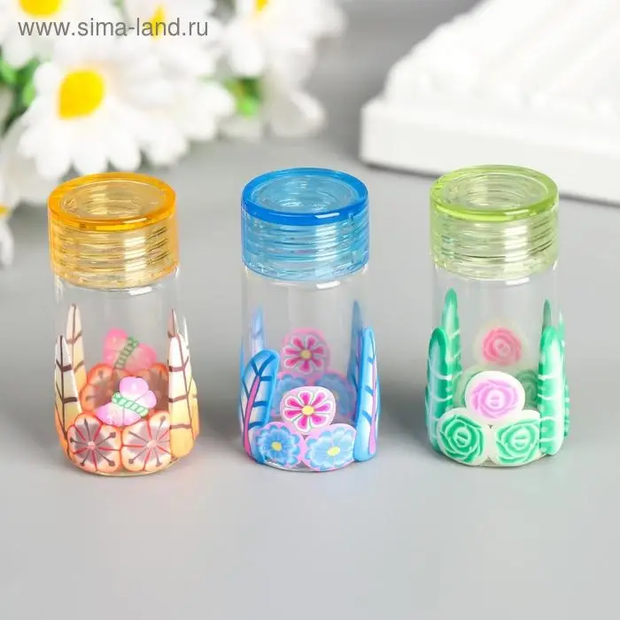 Баночка для скрапбукинга стекло "Цветочная" МИКС 5х2,2х2,2 см
