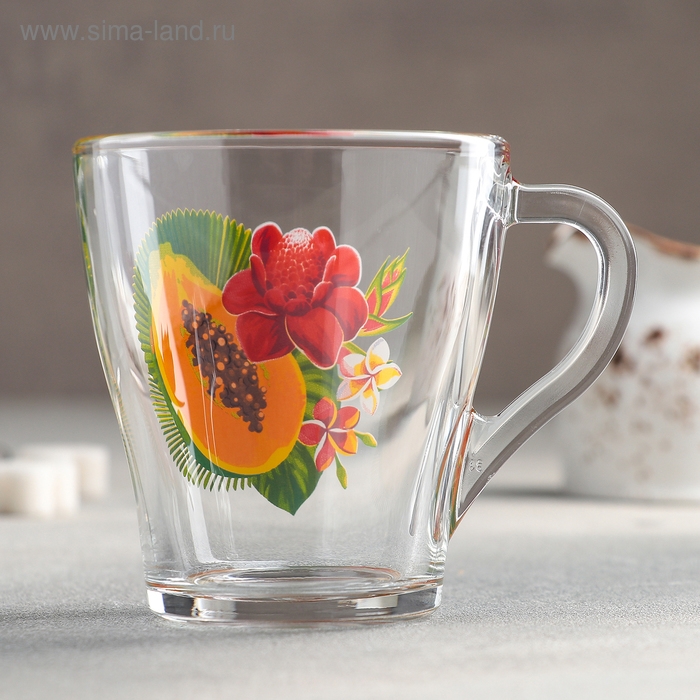 Кружка стеклянная &laquo;Тропические фрукты&raquo;, 250 мл