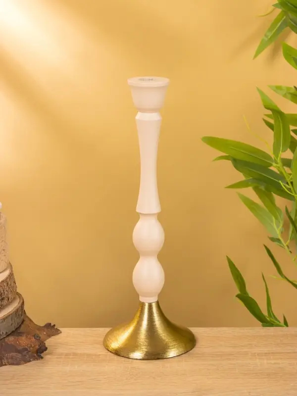 Подсвечник на 1 свечу "Бежевый" 10,5х10,5х30 см