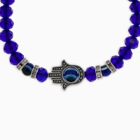 Браслет-оберег &laquo;Рука счастья Хамса&raquo; хрусталики, цвет синий с серебром, d=8 см