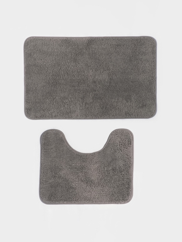 Набор ковриков для ванной "Анси" из микрофибры Доляна 40х50 и 50х80 см, серый