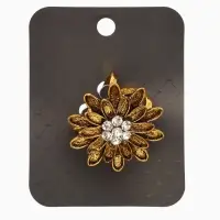 Кольцо для платка "Цветок Хризантема", цвет белый в чернёном золоте