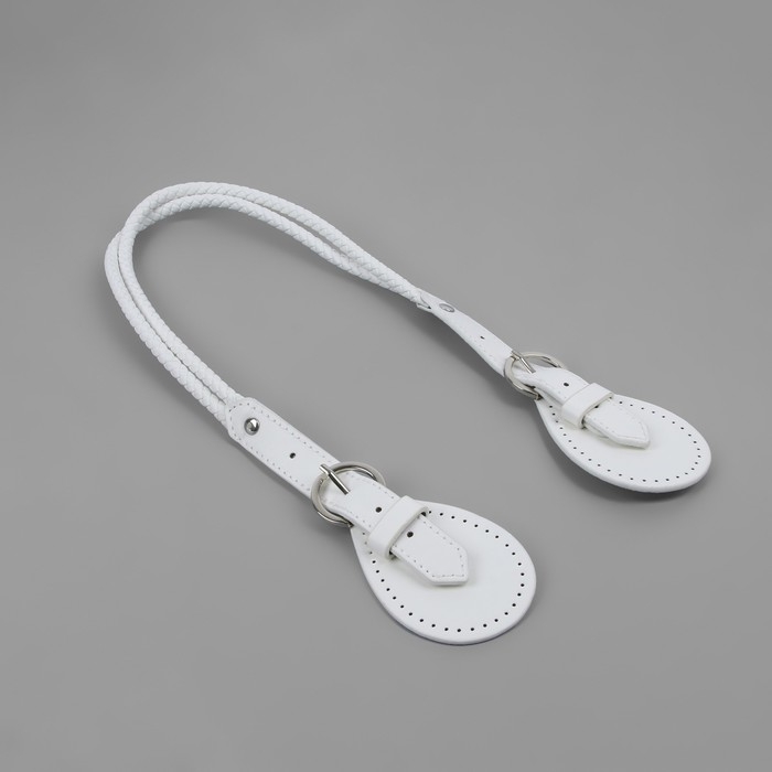 Ручка для сумки, шнуры, 60 &times; 1,8 см, с пришивными петлями 5,8 см, цвет белый/серебряный
