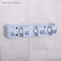 Держатель для уборочного инвентаря с крючками Доляна, 26&times;6&times;10 см, цвет серый