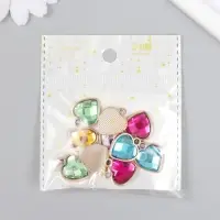 Пластиковый элемент, декоративная подвеска под металл &laquo;Арт Узор. Сердце. Страза&raquo;, 1.6&times;2 см, МИКС