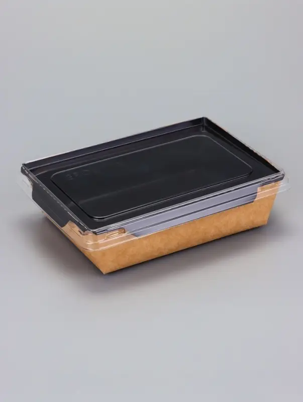 Контейнер с плоской крышкой, черный, 0,5 л, 16 х 12 х 4,5 см