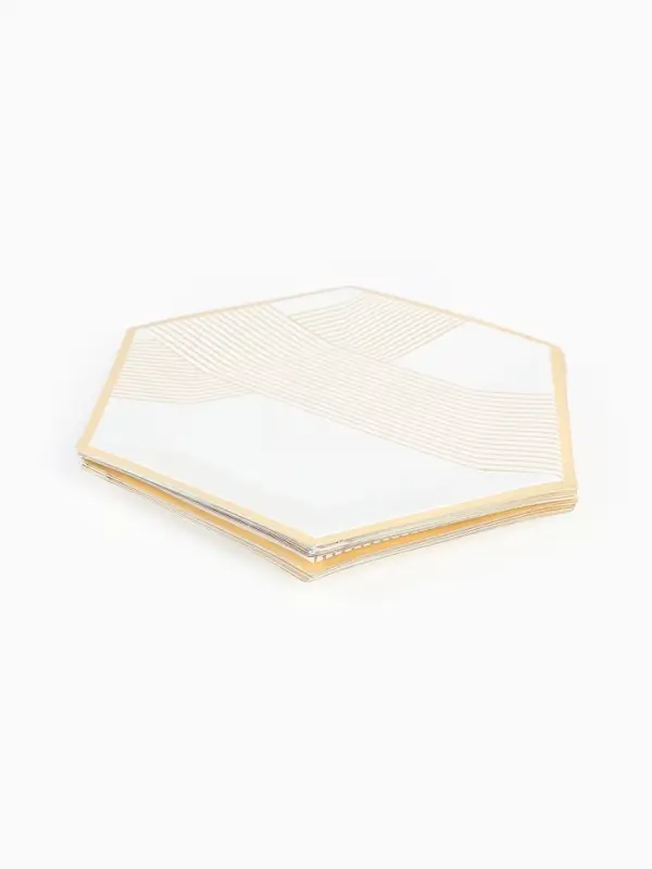 Набор посуды для праздника на 20 персон, белый с золотом (тарелки 23 см, стакан 250 мл)