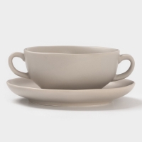 Бульонница Magistro "Potter" 255мл 15х2 цвет светло-серый с блюдцем