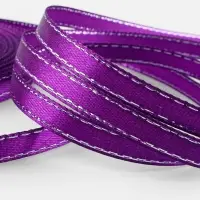 Лента атласная, с серебряным люрексом, 6 мм, 23&plusmn;1 м, фиолетовая №35
