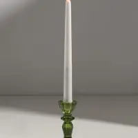 Подсвечник стекло "Бутон на ножке" зелёный d=2 см 7х7х11 см