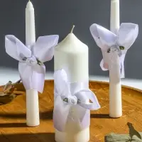 Свечи свадебные "Пышный" набор 3 шт (16 см + 2 шт по 18 см), белый