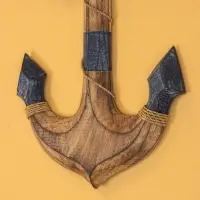 Декор интерьерный "Якорь" дерево 23х2х40 см, цв. сине-коричневый