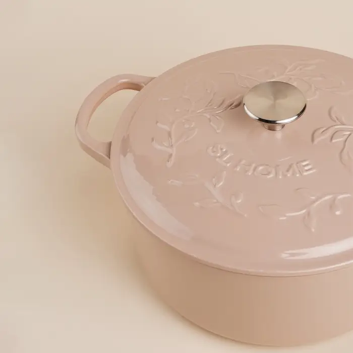 Кастрюля SL Home, 6 л, d=28 см, h=12.5 см, индукция, с эмалированным покрытием, чугун, бежевая