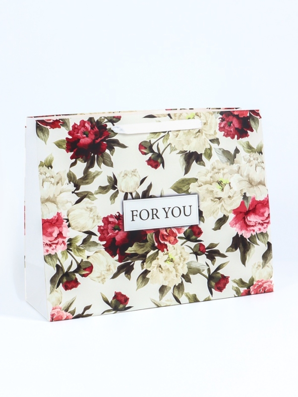 Пакет подарочный ламинированный горизонтальный &laquo;For you&raquo;, L 40 &times; 31 &times; 14 см
