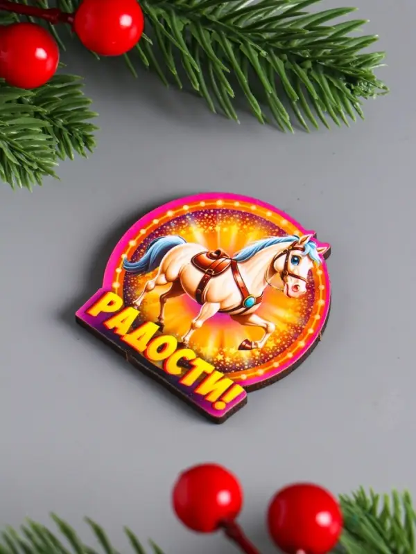 Набор новогодних магнитов 10 шт "Символ года 2026", размер 1 магнита 4,3 х 4,5 см