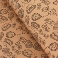 Крафт бумага &laquo;Праздник&raquo; черный на коричневом фоне, 0.7&times;10&plusmn;5% м, 60 г