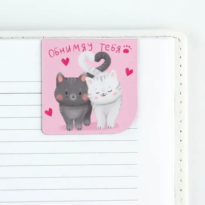 Магнитные закладки 2 шт, 4х4см, на подложке &laquo;Котики&raquo;