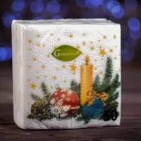 Салфетки новогодние бумажные Гармония цвета &laquo;Свеча&raquo;, 24х24 см, 50 шт