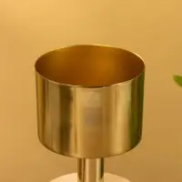 Подсвечник на 1 свечу "Кубок" бежевый с золотом 10х10х28,5 см