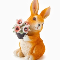 Садовая фигура "Зайка с букетом", 17х11х22 см, с подсветкой