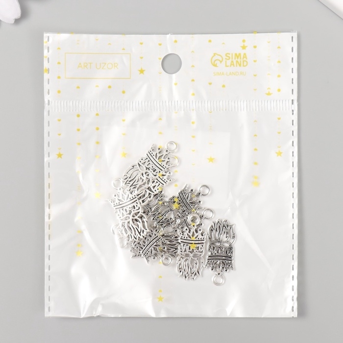 Металлический элемент, декоративная подвеска &laquo;Король&raquo; набор 10 шт 1,1х2,5 см