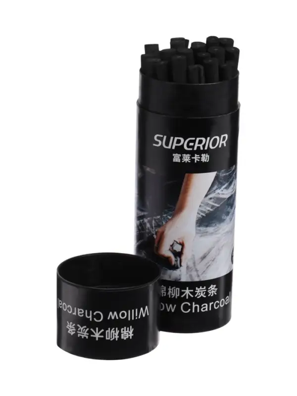 Уголь натуральный 20 штук, d=5-7 мм, в картонном тубусе, черный