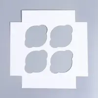 Коробка для капкейков, кондитерская упаковка с окном, 4 ячейки &laquo;Пионы&raquo;, 16 х 16 х 10 см