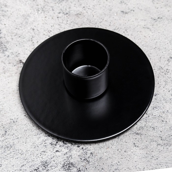 Подсвечник "Круг" металл на 1 свечу, 7х3 см, черный муар