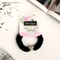 Резинка для волос &laquo;Блестящая сказка&raquo;, бархат звезда, 7 см, чёрный