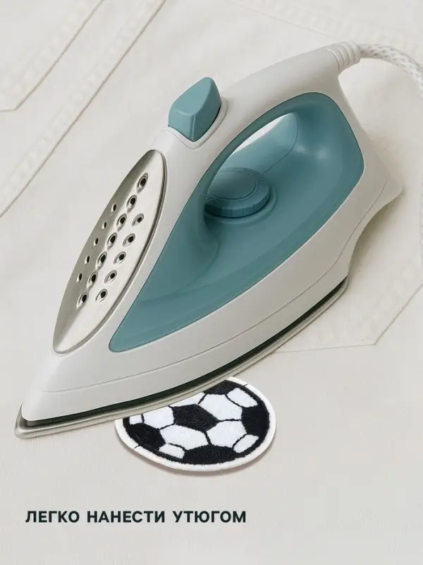 Термоаппликация &laquo;Футбольный мячик&raquo;, d=5.1 см, белая, чёрная