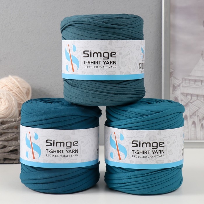 Трикотажная пряжа вторичная 90% хлопок,10% п/э, 100м/450&plusmn;50 гр (индиго) МИКС