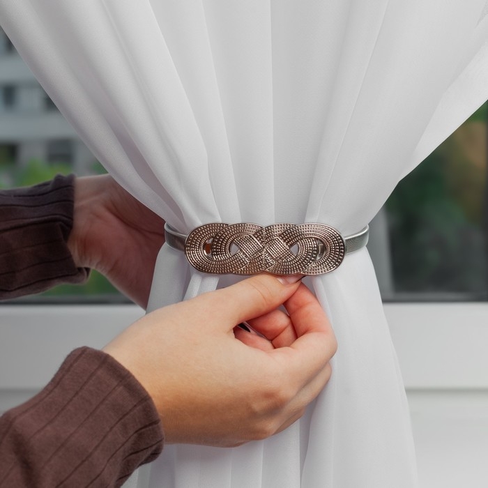 Подхват для штор &laquo;Плетение&raquo;, 2 &times; 33 см, цвет серебряный