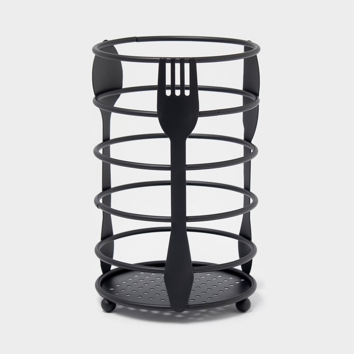 Сушилка для столовых приборов Доляна, 10,5&times;10,5&times;16 см, чёрная