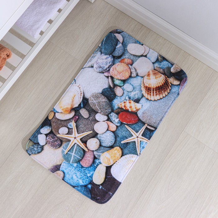 Коврик для ванной и туалета Доляна &laquo;Ракушки на камушках&raquo;, 45&times;75 см