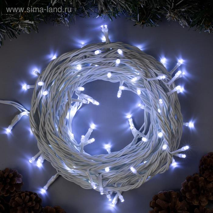 Гирлянда &laquo;Нить&raquo; 10 м, IP44, УМС, белая нить, 100 LED, свечение белое, 220 В
