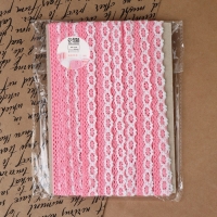 Кружево вязаное, 20 мм &times; 15 &plusmn; 1 м, цвет розовый/белый