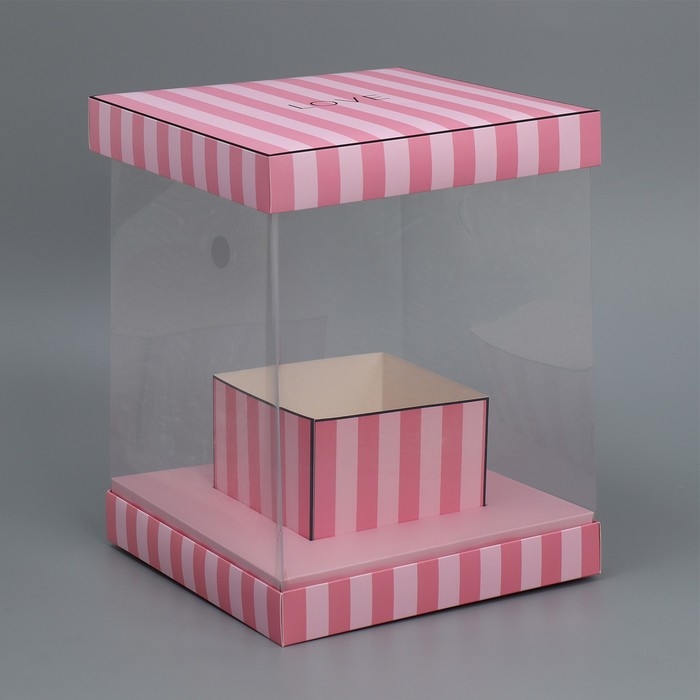 Коробка подарочная для цветов с вазой и PVC окнами складная, упаковка, &laquo;Love&raquo;, 23 х 30 х 23 см