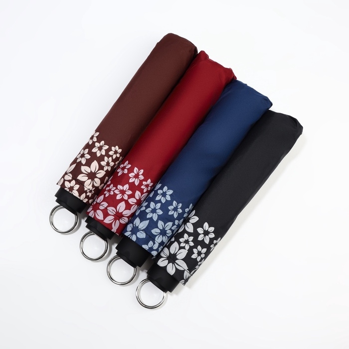 Зонт механический &laquo;Цветы&raquo;, 10 спиц, 4 сложения, R = 51/60 см, D = 120 см, цвет МИКС