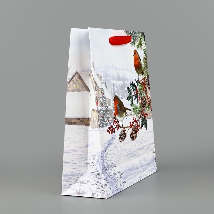 Пакет подарочный новогодний ламинированный &laquo;Зимнее утро&raquo;, M 30 х 26 х 9 см, Новый год