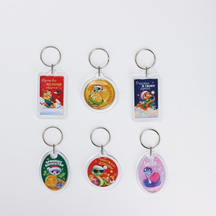Брелок новогодний, для ключей &laquo;Счастье в твоих руках&raquo; микс из 6 шт