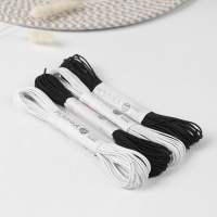 Резинка шляпная, 2 мм, 10 &plusmn; 0,5 м, 4 шт, цвет чёрный/белый