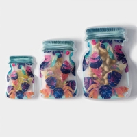 Набор пакетов для хранения сыпучих продуктов Доляна &laquo;Перья&raquo;, застёжка zip-lock, 3 шт, 15&times;10 см, 20&times;13 см, 24,5&times;16,5