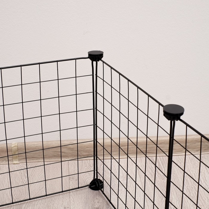 Вольер 12 секций, металлический, 105 х 105 х 35 см, (35 х 35 см звено), чёрный