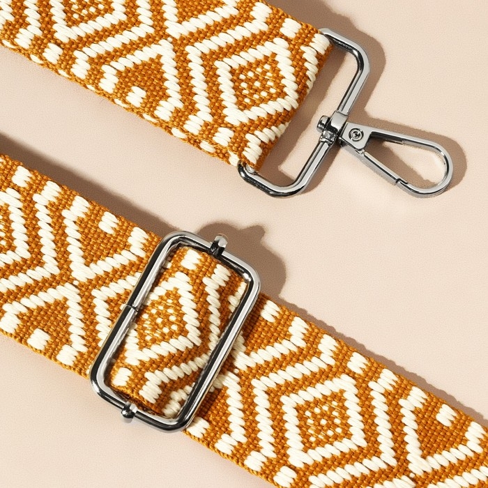 Ручка для сумки &laquo;Орнамент&raquo;, стропа, 135 &plusmn; 3 &times; 3,8 см, цвет горчичный