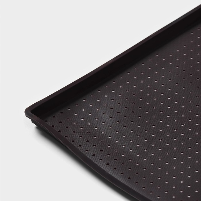 Коврик перфорированный прямоугольный Доляна, силикон, 40&times;31&times;1 см, цвет коричневый