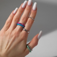 Кольцо набор 6 штук &laquo;Мечта&raquo; сияние, цветной с серебром, размер МИКС